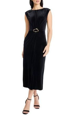 Maggy London Sleeveless Velvet Sheath Midi Dress in Black at Nordstrom Rack, Size 4