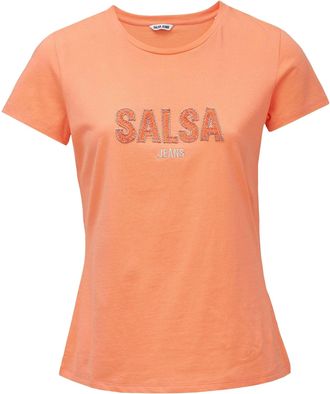 Salsa T-Shirt SALSA Salsa Jeans T-Shirt Institutional Beaded Branding, Damen, Gr. XL, orange, Obermaterial: 100% Baumwolle CO., Shirts T-Shirt