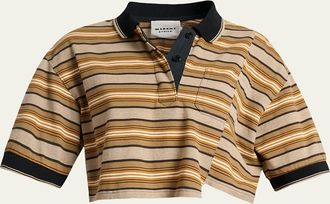 Isabel Marant Isalyne Reconstructed Striped Short-Sleeve Crop Polo Shirt