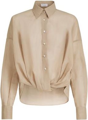 Brunello Cucinelli Organza shirt in Beige at Nordstrom, Size Xx-Large Eu