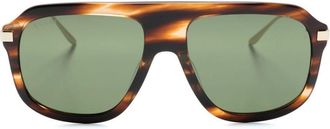 Gucci tortoiseshell-effect pilot-frame sunglasses - men - Metal/Acetate - One Size - Gold