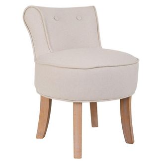 Wanderlust Deco Banqueta de madera tapizada en algod&oacute;n/lino beige