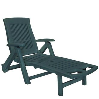 vidaXL Sun Lounger with Footrest Plastic Green vidaXL