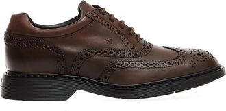 Hogan Bruin Leren Veterschoenen Aw 23 - Heren - Veterschoenen - Bruin - 40 EU - Schoenen