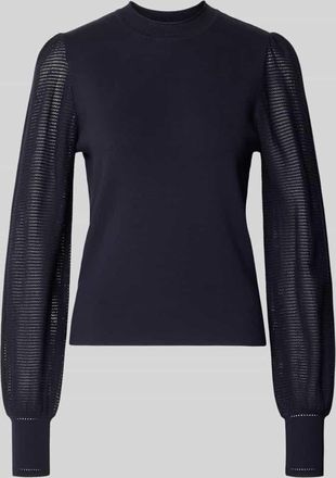 Zero Regular Fit Bluse aus Viskose-Mix mit Stehkragen in Marine, Gr&ouml;&szlig;e 34