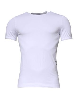 Dolce & Gabbana Mens White Cotton Stretch Crewneck Underwear T-Shirt Elastane