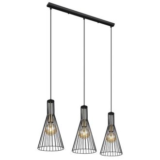 Netlighting Milli Bar Pendant Ceiling Light Black 3x E27