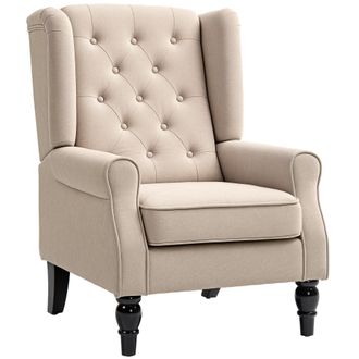 OEM Poltrona Per Salotto In Stile Francese Con Seduta Imbottita E Cuscini, In Velluto Di Ghiaccio, 74x86x102 Cm, Beige