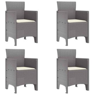 Berkfield Home Garden Chair Set of 4 Light grey with cream white cushions