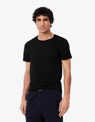 Lacoste Mens Lacoste Mens 3-Pack Plain Mens T-Shirts - Black 031 - Size: 40