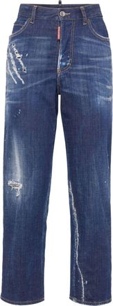 Dsquared2 distressed straight-leg jeans - women - Calf Leather/Elastane/Cotton - 38 - Blue