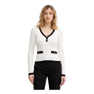 Guess Laurel Sweater - Dames - V-hals truien - Beige - XL - Polyester - Truien & Vesten