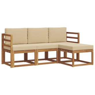 vidaXL Conjunto De Sof&aacute;s De Exterior Con Coj&iacute;n 4 Pcs Natural Y Beige Vidaxl