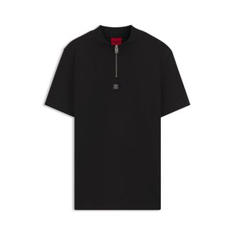 HUGO BOSS Cotton-blend T-shirt with zipper neck