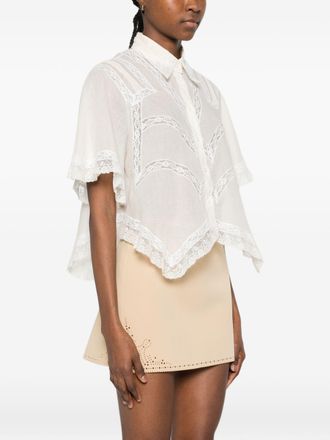 Ermanno Scervino Womens Embroidered Cotton Shirt - Light Grey - Size EU 36 (Womens)