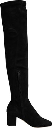 Dolce & Gabbana Black Suede Leather Knee High Boots Womens Shoes