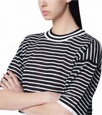 Roberto Collina knitwear round neck sheer striped top
