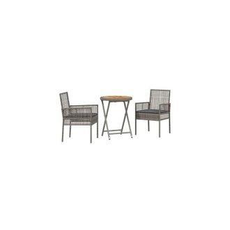 vidaXL Garden Bistro Set 3 pcs Grey Poly rattan Vidaxl