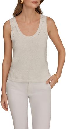DKNY Pointelle Stitch Sweater Tank in Cream at Nordstrom, Size Medium