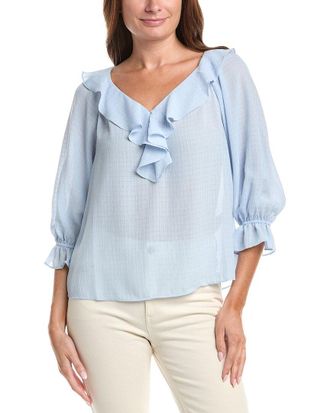 Max Studio Sleeve Ruffle Front Blouse