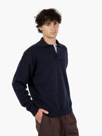 Roberto Collina Maglione stile polo over navy