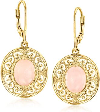 Ross-Simons Morganite Scroll Drop Earrings in 18kt Gold Over Sterling