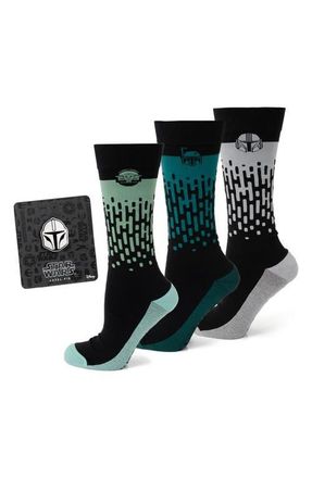 Cufflinks Inc. x Disney Mandalorian Assorted 3-Pack Cotton Blend Dress Socks & Lapel Pin Gift Box Set in Black at Nordstrom