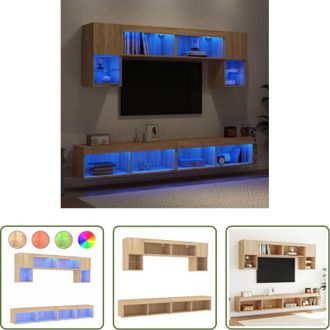 vidaXL vidaXL Luci LED RGB - Mobili TV a Muro con LED 6pz Rovere Sonoma Legno Multistrato
