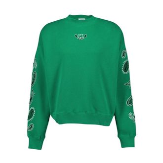 Off-white Hoodies & sweatvesten, Heren, Groen, S, Katoen, Groene Bandana Crewneck Sweatshirt