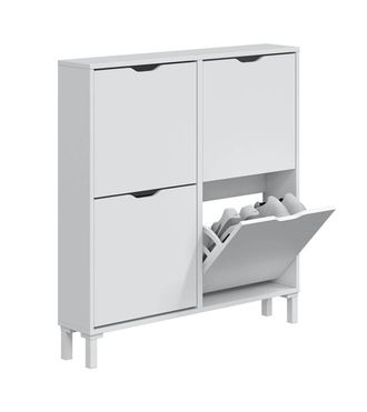 Home Heavenly Zapatero con 4 puertas y fondo reducido color blanco 95 x 90 x 17 cm