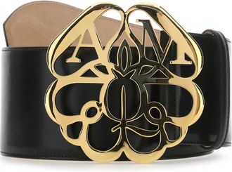 Alexander McQueen Logo-Plaque Leather Belt - unisex - Alexander McQueen - Belts - Black - 65 CM - Accessories