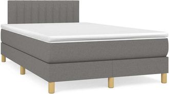 vidaXL Vidaxl - Cama Box Spring Con Colch&oacute;n Y Led Tela Marr&oacute;n Oscuro 120x190 Cm