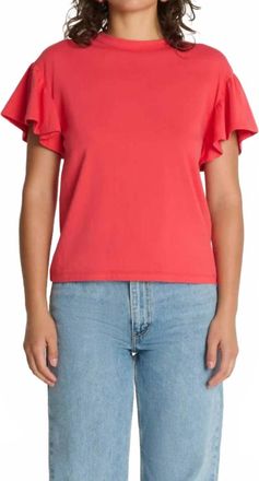 Nation Ltd Camille Ruffle Sleeve Top In Flora/red