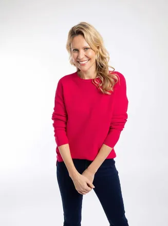 Weird Fish Dalla Knitted Crew Neck Jumper in Barberry at Nordstrom, Size 14