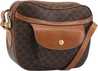 Celine Pre-owned Cross Body Bags, female, Brown, Size: ONE SIZE Pre-owned Vintage Macadam Canvas Shoulder Bag