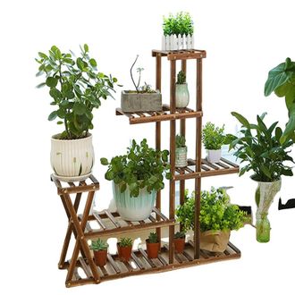 OEM Soporte Para Plantas De 5 Niveles, 95 Cm X 25 Cm X 95 Cm, Fabricado En Madera, Requiere Montaje, Apto Para Uso Interior Y Exterior