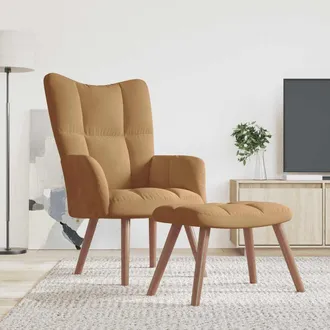 vidaXL Sill&oacute;n De Relax Con Taburete Terciopelo Marr&oacute;n Vidaxl