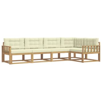 vidaXL Conjunto De Sof&aacute;s De Exterior 4 Pcs Blanco Y Crema Poli&eacute;ster Vidaxl