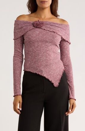 Patrizia Luca Off the Shoulder Long Sleeve Asymmetric Top in Burgundy at Nordstrom Rack, Size X-Large