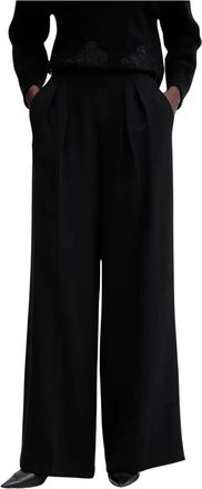 Twinset Wide Leg Crepe Broeken - Dames - Wijde Broeken - Zwart - M - Leer - Broeken