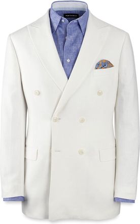 Paul Fredrick Linen Blend Double Breasted Peak Lapel Suit Jacket
