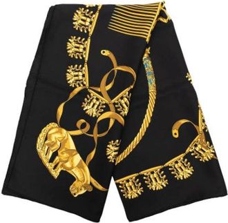 Herm&egrave;s Pre-owned Les Cavaliers dOr Sjaal - Dames - Vintage Accessoires - Zwart - ONE Size - Vintage