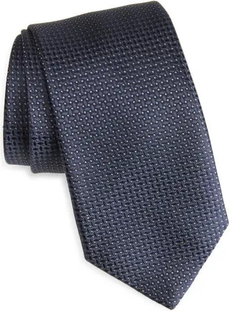 Canali Neat Silk Tie in Navy at Nordstrom