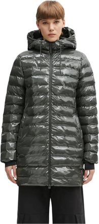 Rains Lohja Curve Hooded Puffer Coat - Dames - Winterjassen - Groen - XS - Leer - Jassen