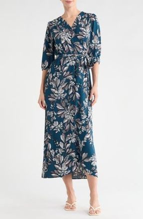 Connected Floral Wrap Maxi Dress in Dark Mallard at Nordstrom Rack, Size 10