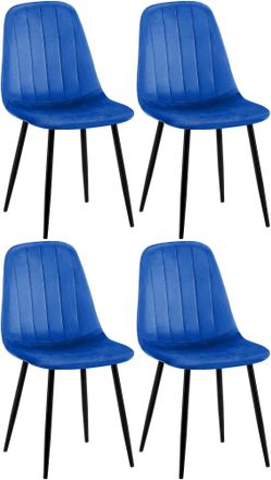 Clp Clp - Juego De 4 Sillas De Comedor Baxter En Terciopelo Azul