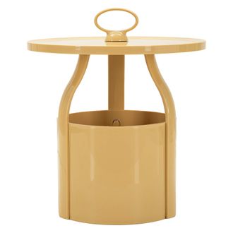 Dmora Mesa De Centro Inle, Forma Redonda, Color De Tapa Blanco, Tono De Estructura Crema, 46x54x46h Cm Blanco Crema