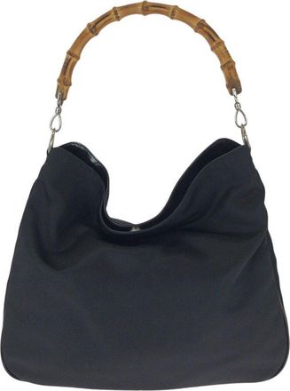 Gucci Black Nylon Bamboo Shoulder Bag (Authentic Pre-Loved)