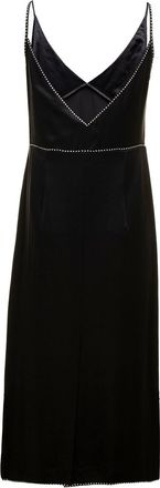 Dries Van Noten Womens Black Slip Dress With Sequin Embellishment Acrylic