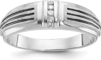 Diamond2Deal 14k White Gold Lab Grown Diamond 5-Stone Band Ring 0.05Ct Clarity- VS Color- G-H